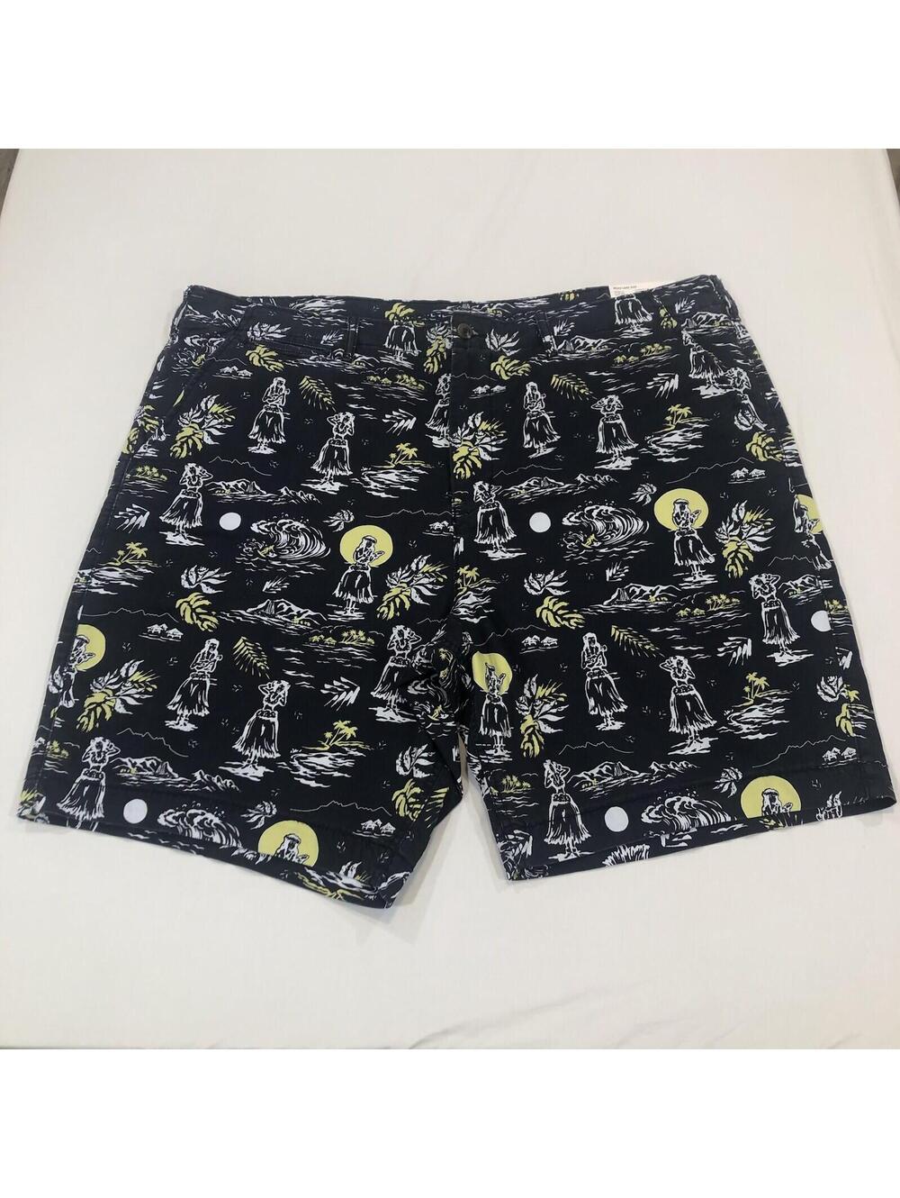 Mens 46 Hula Aloha Hawaiian Print Next Level Flex Vacay American Eagle Shorts